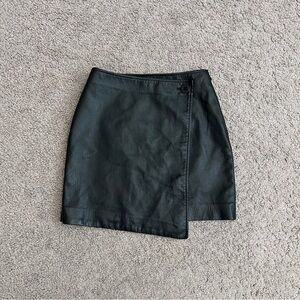 Babaton Black Faux Leather Asymmetric Mini Skirt Womens 0